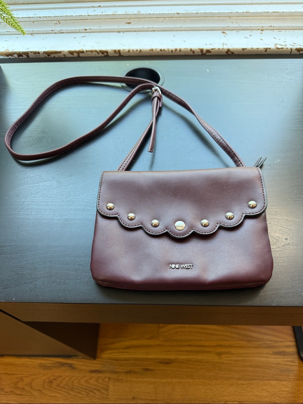 Nine West Plum Scalloped Stud Crossbody Bag - Picture 3 of 11